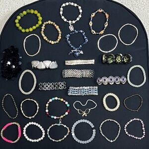 Vintage To Now Stretch Bracelet Lot Mixed Materials And Styles 30 pieces